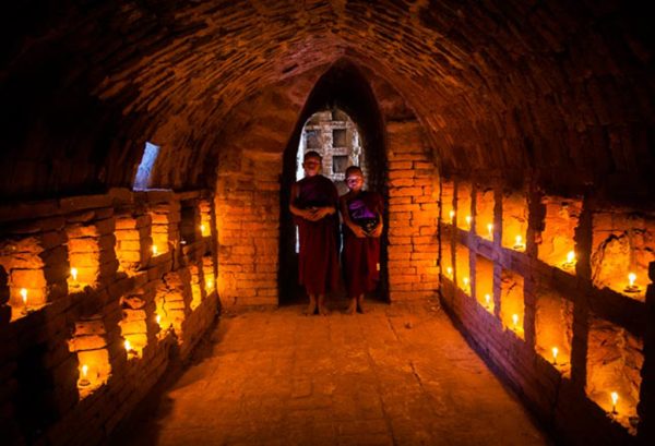 Cave Temple Monks, Bagan Myanmar