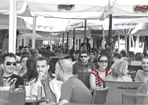 Lady in Red Stripes, Greece