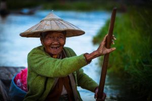 Old Woman Rowing, Inle Lake, Myanmar