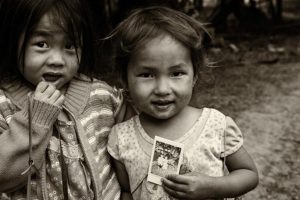 Young Girls with Portrait, Ban Tin Pha, Laos