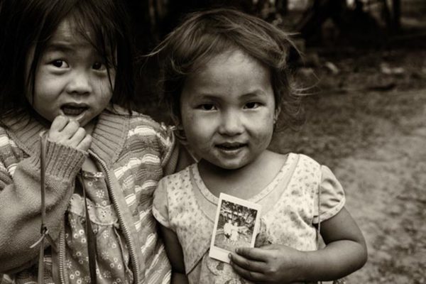 Young Girls with Portrait, Ban Tin Pha, Laos