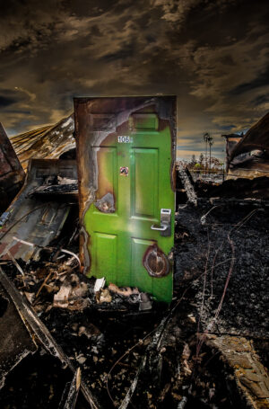 Susan Bovey - Motel Door, Santa Rosa Fire 2017