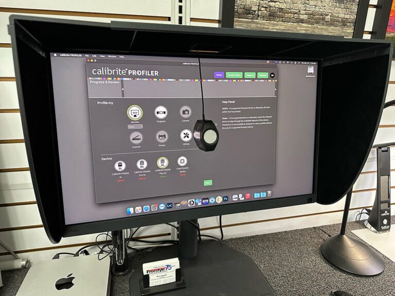 Monitor showing software for color calibration.