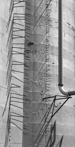 Grain Silo with Bristly Shadows