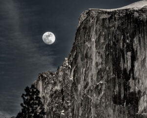 Moonrise over Half Dome