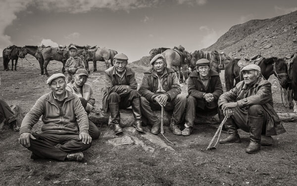Dan Burkholder -Men and Boy by Horse Stables, Mongolia (ED. 2/9)