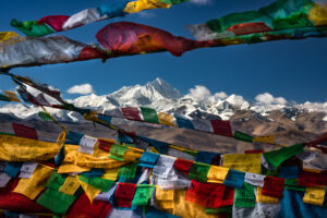 Mount Everest and Prayer Flags